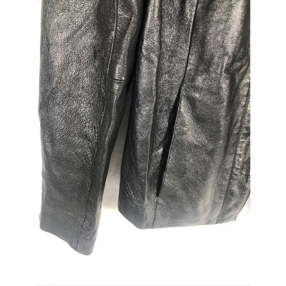 Clio Petites Black 100% Leather Jacket Coat Petite Size 4 - Picture 4 of 11